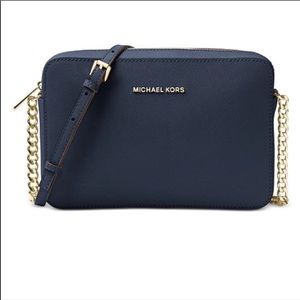 Michael Kors Blue Crossgrain Leather Crossbody